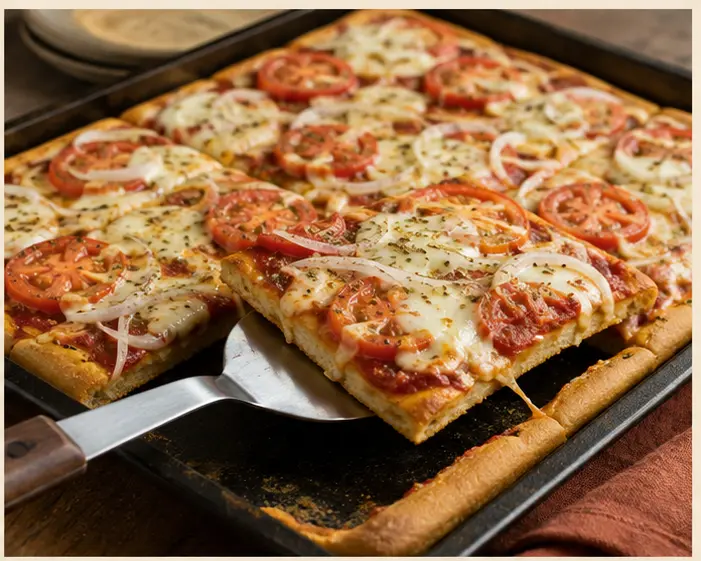 pizza em uma apresentação apetitosa