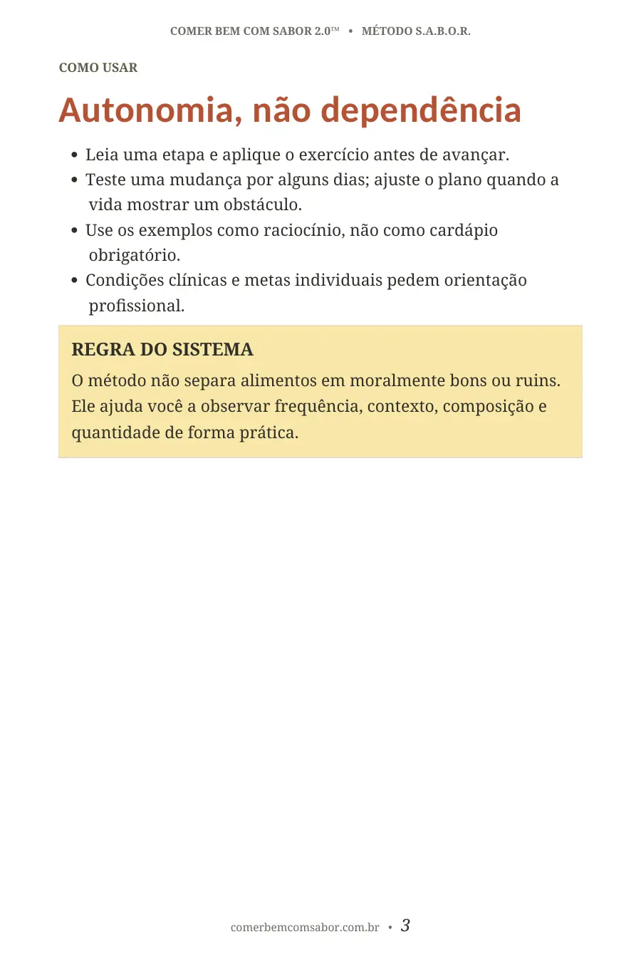 Página real do material Método S.A.B.O.R.™