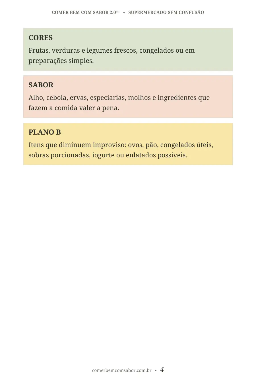 Página real do material Supermercado sem Confusão™